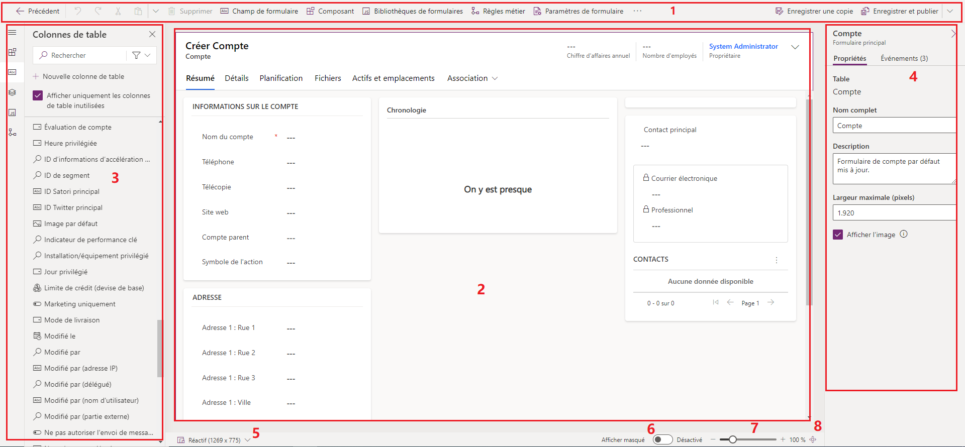 Disposition du concepteur de formulaires.