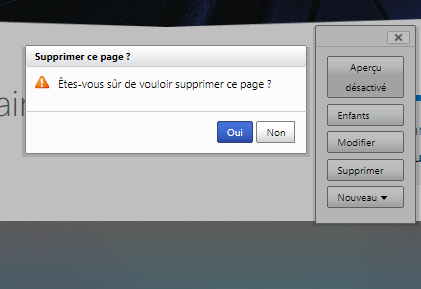 Confirmation de la suppression d’une page.