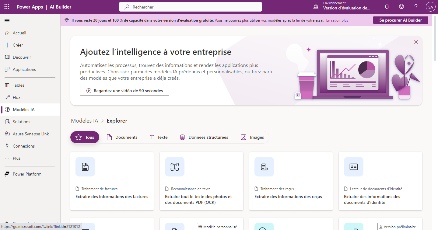 AI Builder dans Power Apps.