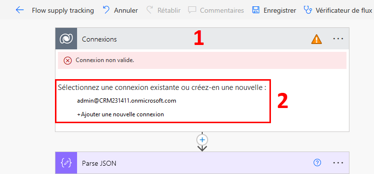 Corriger les informations d’identification pour la connexion.