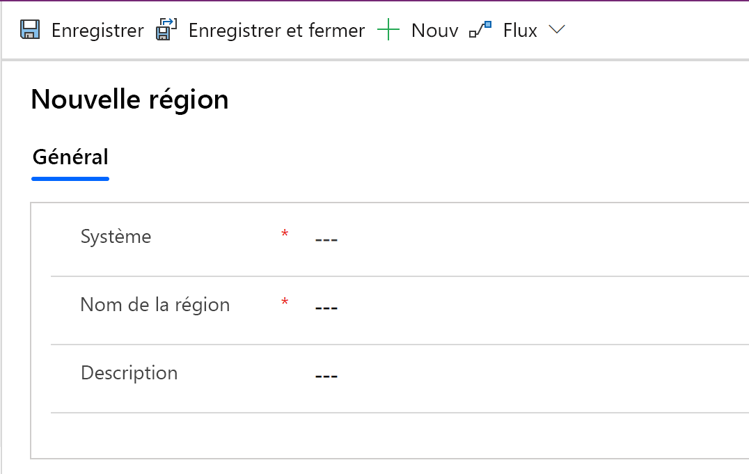 Créer une région.