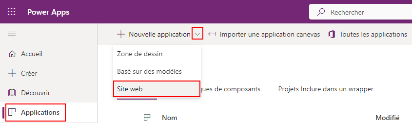 Créer un portail Power Apps.