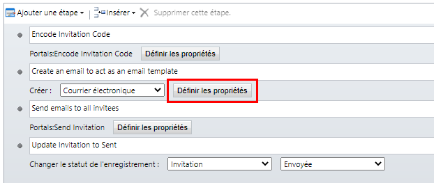 Définir les propriétés de Créer un e-mail.