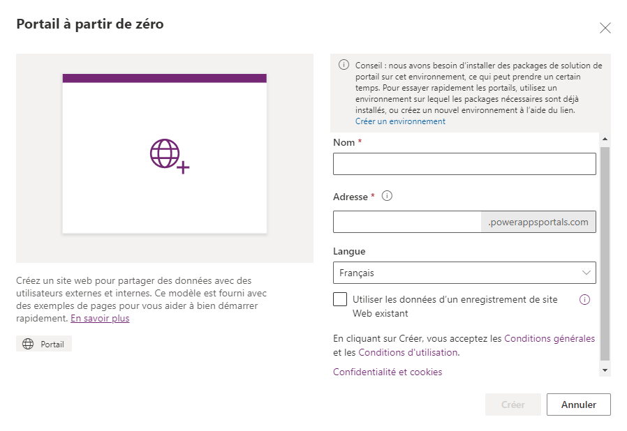Créer un portail à partir de zéro.