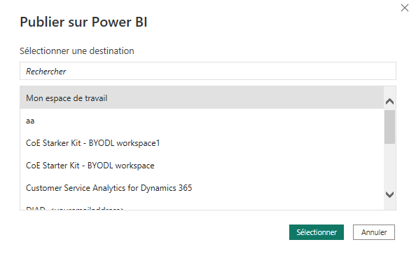 Publier sur Power BI.