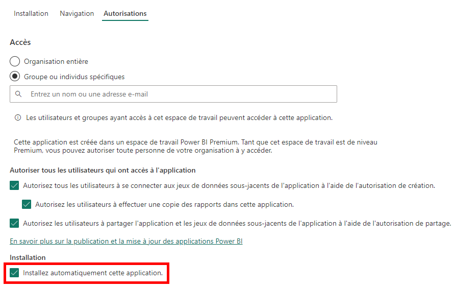 Installer automatiquement cette application.