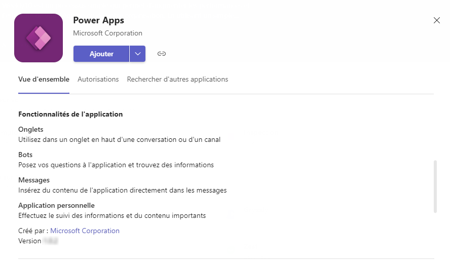Ajouter Power Apps.