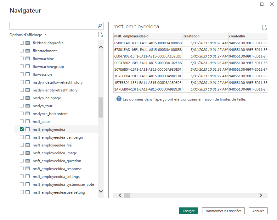 Visualise vos tables.