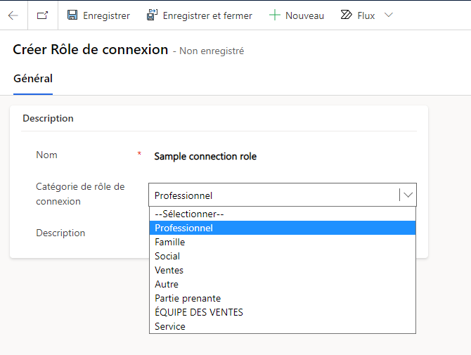 Ajouter une connexion à la catégorie de rôles.