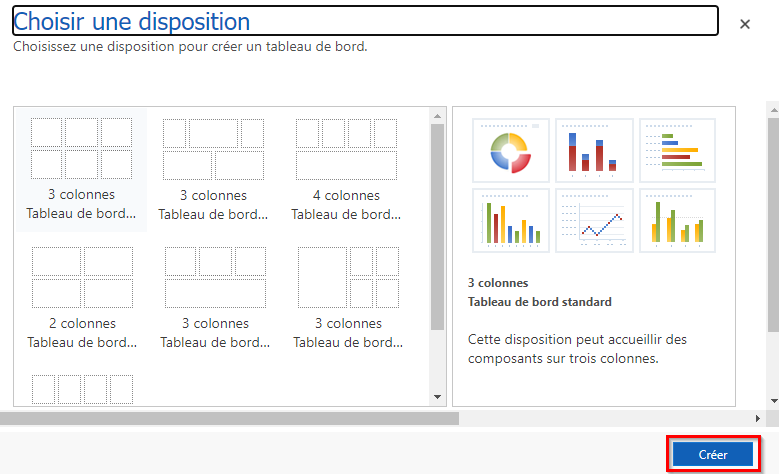 Choisir la disposition d’un tableau de bord.