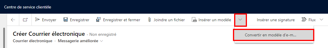 Convertir un courrier électronique en modèle.