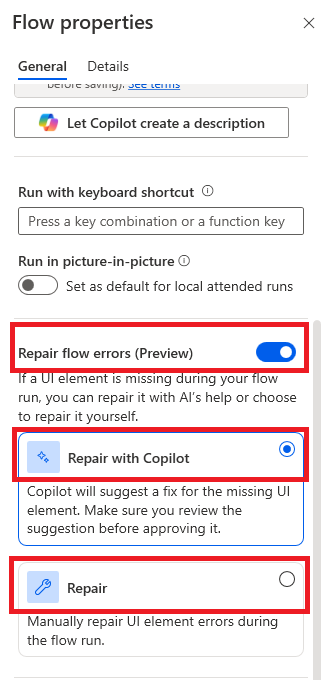 Capture d’écran pour activer la fonctionnalité dans les propriétés du flux.