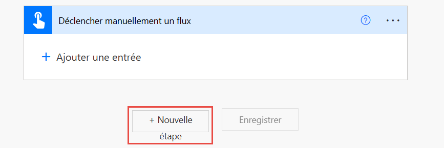 Capture d’écran du bouton + Nouvelle étape.