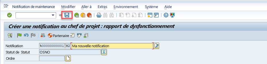 Capture d’écran qui montre un enregistrement de notification terminé avec le bouton Enregistrer en surbrillance.