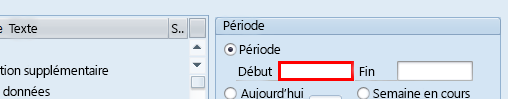 Capture d’écran de la fenêtre Maintenir les données de base des RH de l’application SAP Easy Access. Dans la zone Période de l’écran, le champ De est sélectionné.