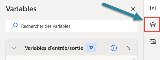 Capture d’écran de la fenêtre du concepteur Power Automate Desktop avec l’icône Éléments d’IU indiquée.