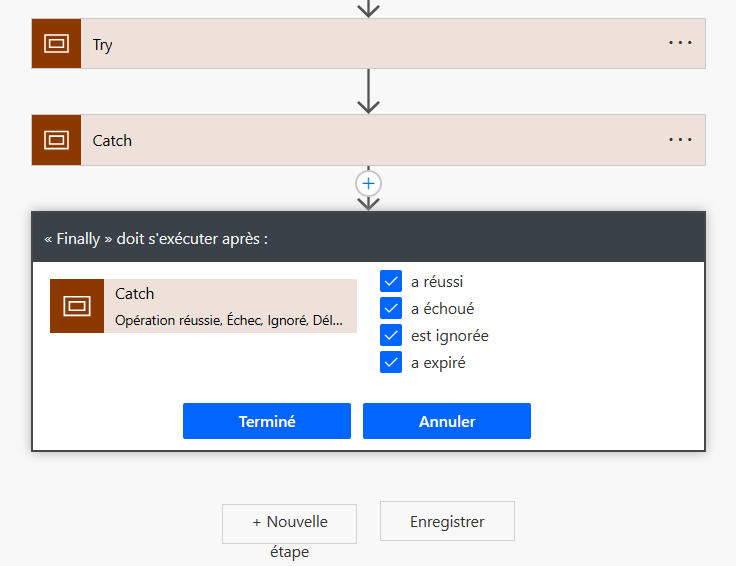 Capture d’écran de la boîte de dialogue Finally devrait s’exécuter après.