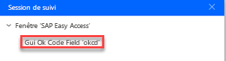 Capture d’écran de la boîte de dialogue Session de suivi avec le champ de code GUI OK ajouté.