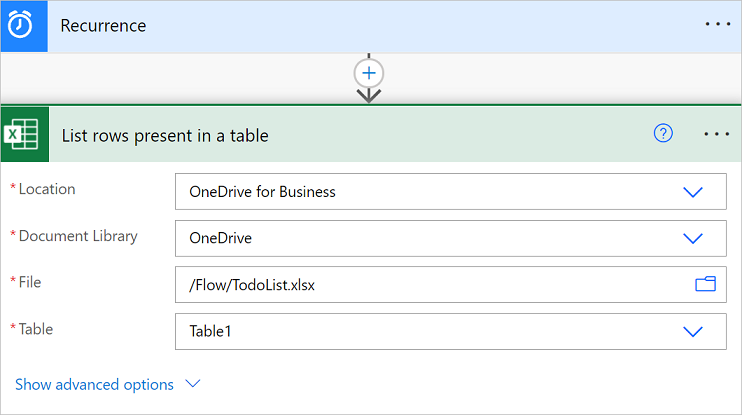 Capture d’écran des champs Emplacement, Bibliothèque de documents, Fichier et Table dans les lignes de liste présentes dans une carte de table.