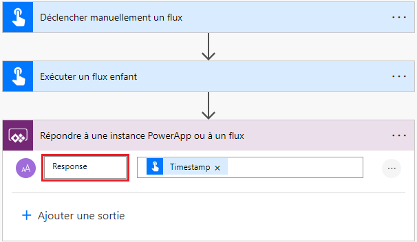 Capture d’écran de la réponse d’un flux enfant.