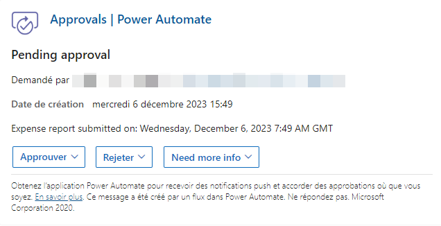 E-mail de demande d’approbation.