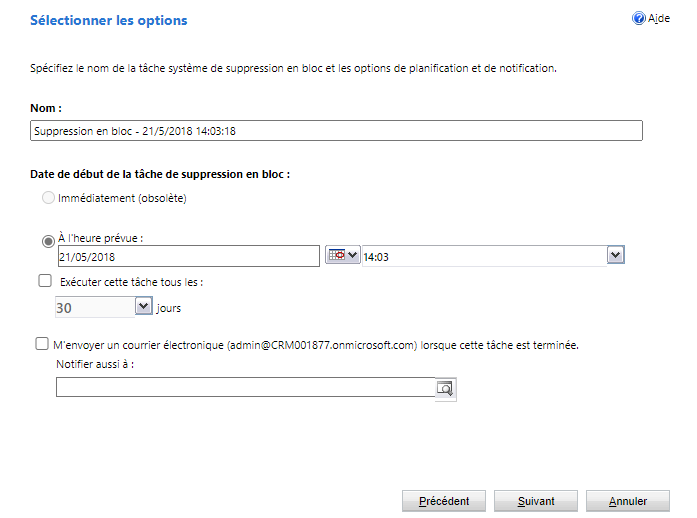 Capture d’écran montrant les options de suppression de ligne en bloc.