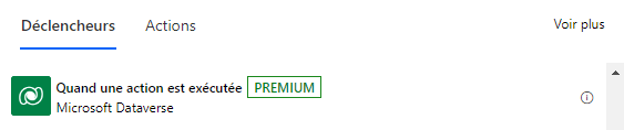 Résultat de la recherche du déclencheur « Lorsqu’une action est exécutée » dans le concepteur Power Automate