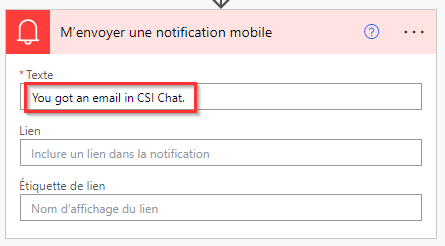 Capture d’écran des détails de la notification.