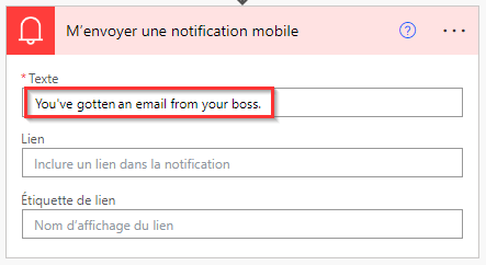 Capture d’écran des détails de la notification mobile.