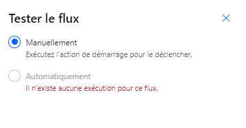 Capture d’écran de l’option Test manuellement votre flux.