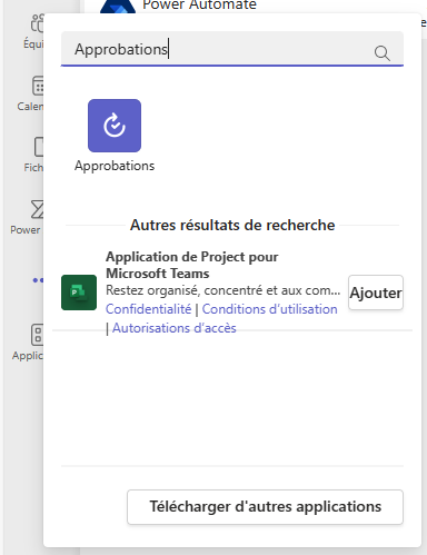 Recherchez l’application dans Teams.