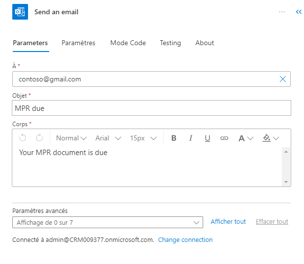 Capture d’écran d’une invite pour créer un flux planifié dans le volet de configuration d’actions.