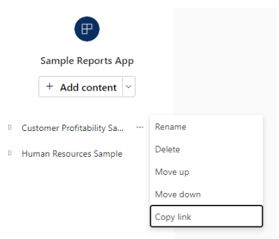 Capture d’écran présentant l’option Copier le lien dans la liste Autres options.