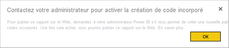 de Contacter votre administrateur Power BI.