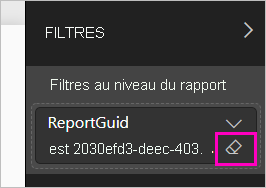 Capture d’écran montrant Supprimer le filtre.