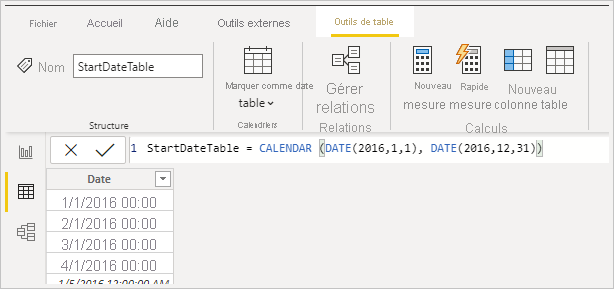 Capture d’écran montrant la première table.