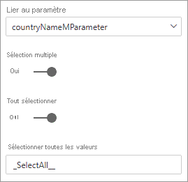 Capture d’écran montrant Sélectionner tout pour un paramètre M.