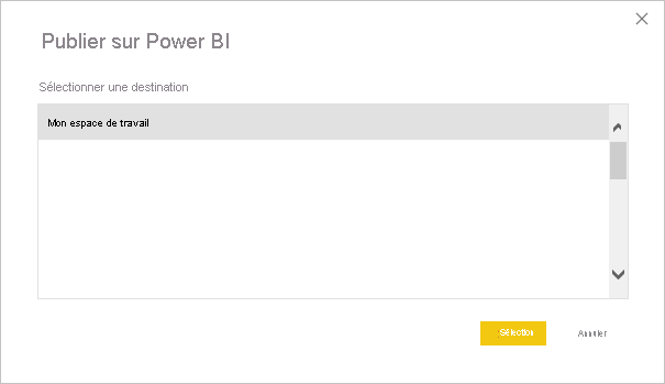 Capture d’écran montrant Publier sur le service Power BI.