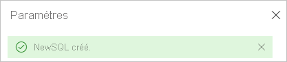  Capture d’écran de la création réussie de la source de données SQL.