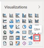 Capture d’écran du volet Visualisation avec l’icône de visuel Q&A sélectionnée.