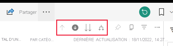 Capture d’écran des options d’exploration dans la barre d’action.