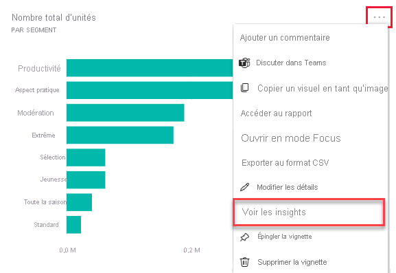  Capture d’écran d’une vignette montrant la sélection des points de suspension en évidence, et présentant un menu déroulant avec l’option Afficher les informations en évidence.