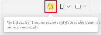 Capture d’écran du bouton Réinitialiser sur la barre d’action.