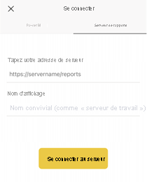 Capture d’écran des détails du serveur de rapports renseignés.