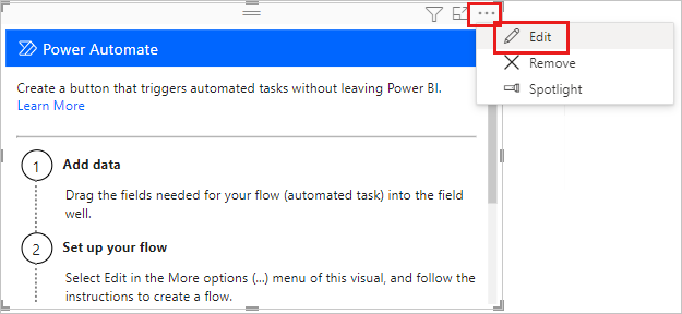 Capture d’écran montrant la sélection de l’option Modifier pour modifier le flux.