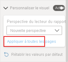 Capture d’écran montrant comment appliquer la perspective à l’ensemble du rapport.