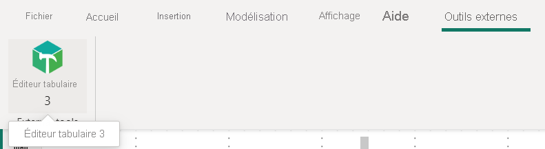 Capture d’écran de l’éditeur tabulaire dans le ruban Outils externes.