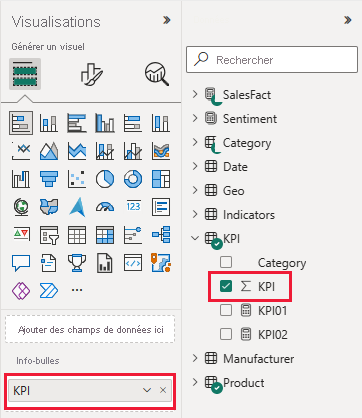 Screenshot shows the Visualizations pane and the Data pane with a value for the tooltip.