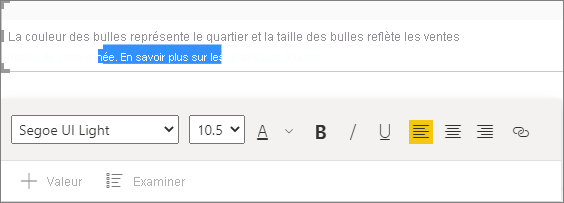 Capture d’écran d’une zone de texte avec un exemple de texte.