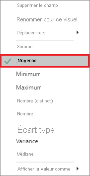 Capture d’écran de la liste agrégée avec la moyenne sélectionnée et appelée.